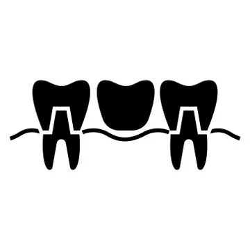 Denture icon, vector illustration, black sign on isolated background Illustrazione stock