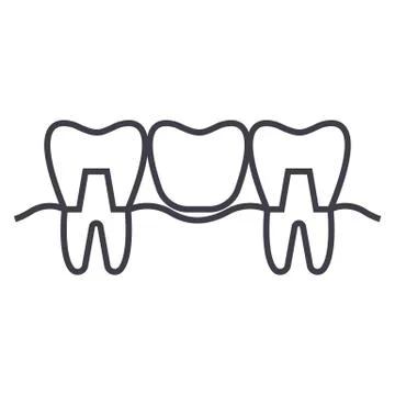 Denture vector line icon, sign, illustration on background, editable strokes Stock Illustration