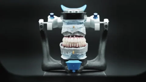 Dentures on an articulator Stock Footage 292510374