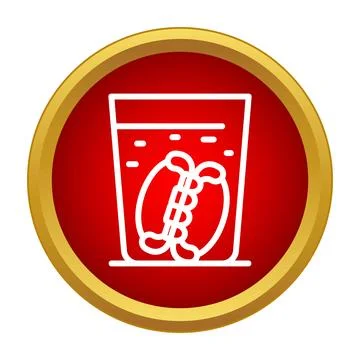 Dentures soaking in glass concept icon inside circle Stock Illustration