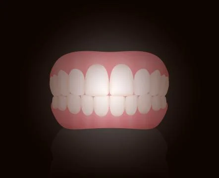 Dentures Teeth Black Background Stock Illustration