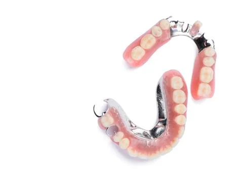 Dentures on white background Stock Photos