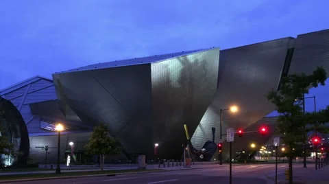 Denver Art Museum Sunrise Time Lapse Stock Footage