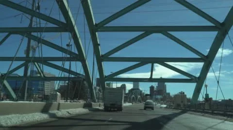Denver Bridge Shot From Car Stock Footage 64352404