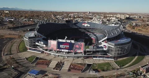 Wide shot of Empower Field at Mile High Stadium in Denver Colorado