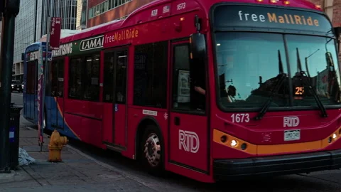 Denver bus Red 1 Stock Footage 219889150