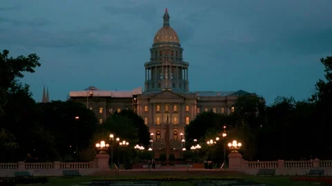Denver Capitol Building at Night - Rack Focus Stock Footage 168760301