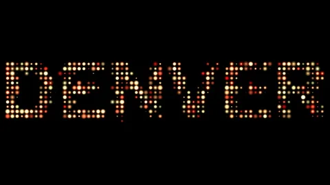 Denver City Name in Bright Dotty Lights on Black Background Stock Footage 303447481