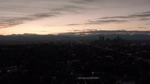 Denver City Sunset Drone Stock Footage 164486566