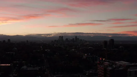 Denver City Sunset Drone Stock Footage 164503089