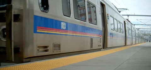 Denver City Train Pulls Into Station, Public Transportation Stock Footage 109489185