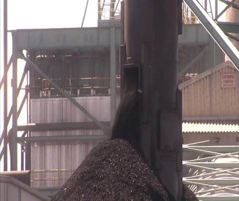 Denver, CO; Coal falling onto pile at Coal Processing Plant Video stock 86691889