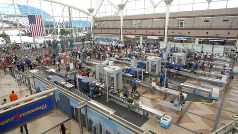 Denver CO US 12OCTOBER2023 TSA Security Checkpoint Video stock 278752689
