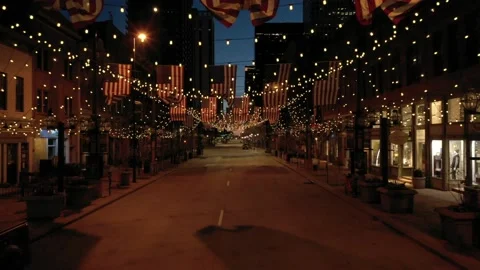 Denver, CO US. COVD19 Empty Market Street During Pandemic Lockdown Stock Footage 142180871