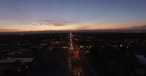 Denver Colfax Sunset Drone Shot Towards Mountains Stock Footage 56402428