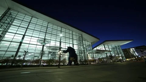 Denver, Colorado Convention Center at Night, Timelapse Stock Footage 72015860