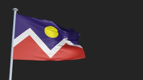 Denver Colorado - Loopable 3D flag animation with Alpha Channel and Transpare Stock Footage 90971212