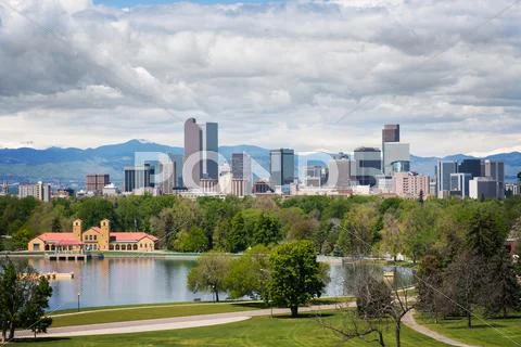 Denver Colorado Skyline on a Cloudy Day Stock Photos