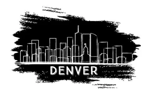 Denver Colorado USA City Skyline Silhouette. Stock Illustration