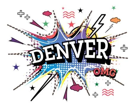 Denver Comic Text in Pop Art Style Isolated on White Background. Stockillustratie