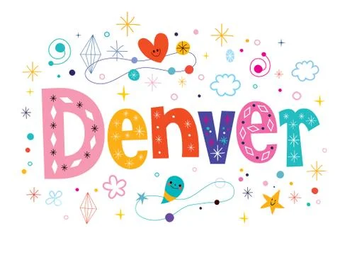 Denver decorative type lettering text design Stock Illustration