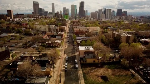 Denver downtown five points fly over Video stock 89361542