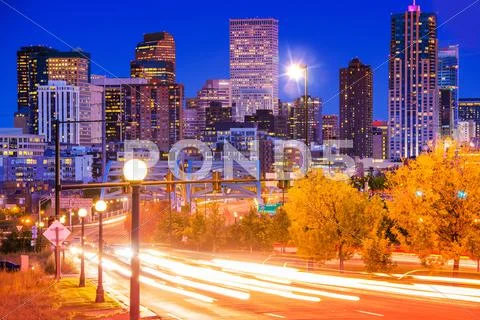 Denver evening traffic - denver commute Stock Photos