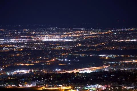 Denver metro long exposure night panorama. colorado, united states. Stock Photos