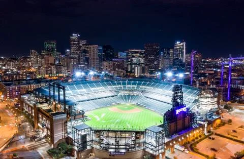 Denver at Night, Drone Stock Photos
