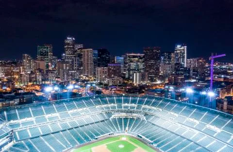 Denver at Night, Drone Stock Photos