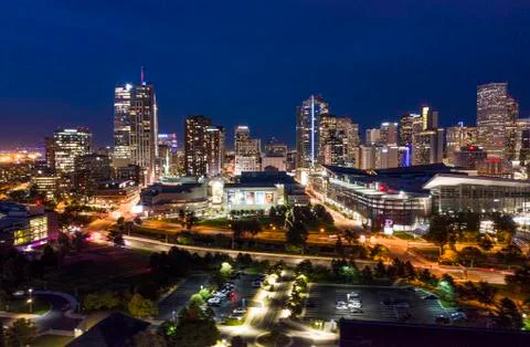Denver at Night, Drone Stock Photos