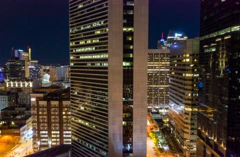 Denver at Night, Drone Stock Photos