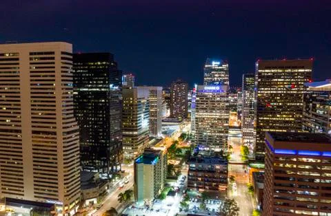 Denver at Night, Drone Stock Photos