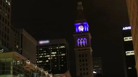 Denver nightlife time lapse pull Stock-Footage 12452872