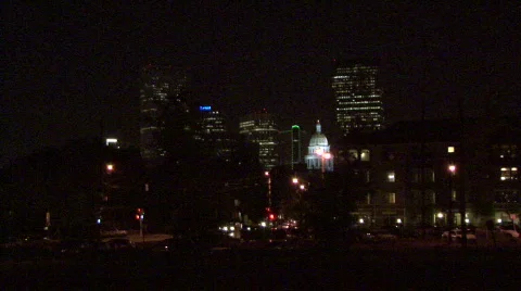Denver Skyline At Night Stock Footage 139637