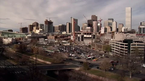 Denver Skyline Platte River  Stock Footage 47079846