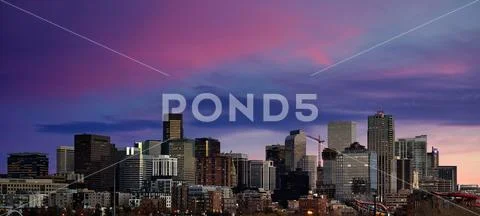 Denver skyline at sunset Colorado, USA. Stock Photos