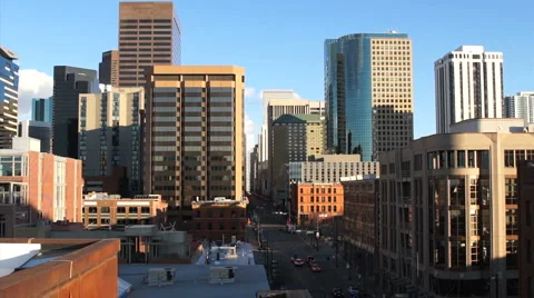 Denver Skyline Sunset full Stock Footage