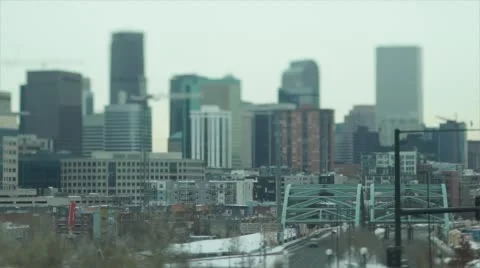 Denver Skyline Tilt Shift Stock Footage 64354366