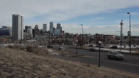 Denver Skyline in Winter Stock Footage 238044268