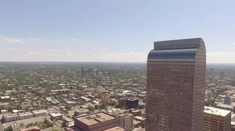 Denver Skyscraper flyby Aerial Stock-Footage 55693183