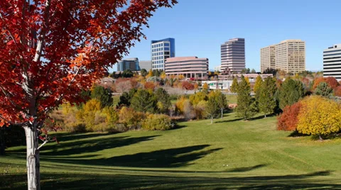 Denver Tech Center in Autumn Stock Footage