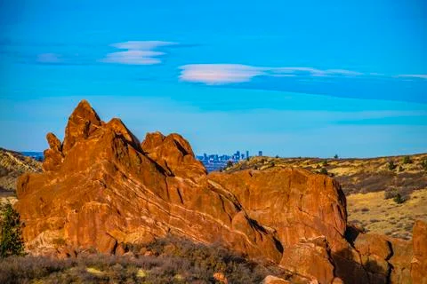 Denver through the red rocks Stock Photos