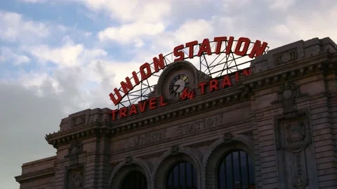 Denver Union Station Timelapse of Clouds over Building Stock Footage 168760567