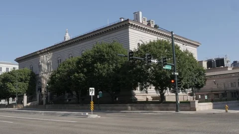Denver US Mint Exterior with Passing Cars Stock Footage 85197934