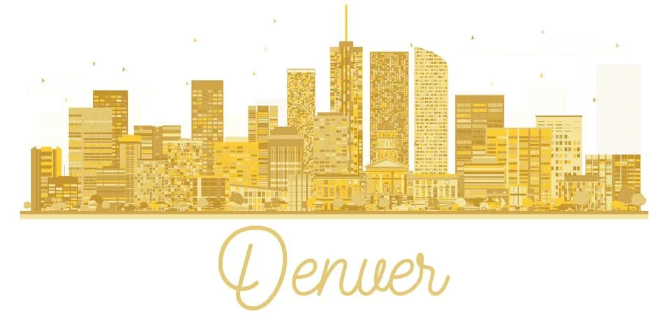 Denver USA City skyline golden silhouette. Stock Illustration