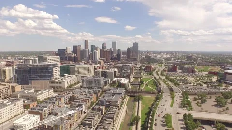 Denver View To Downtown Aerial Drone Footage Stock Footage