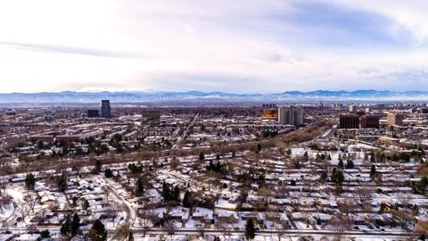 Denver Winter Mountains and City 1 FINAL Feb 2017 Stock Photos