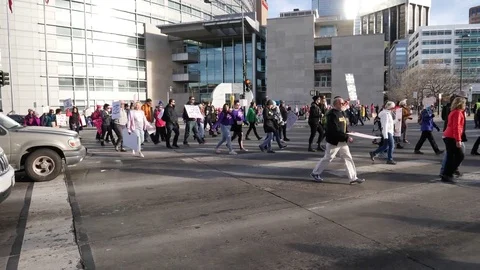 Denver Women's March Arrival Stock Footage 85040714
