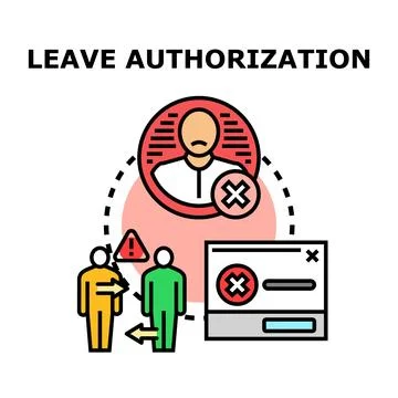 Denying leave authorization request in human resources management process Stock Illustration